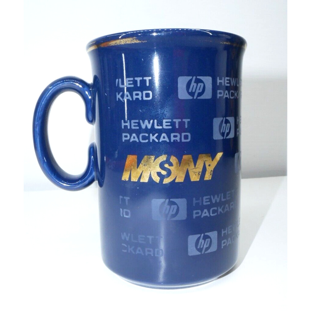 Vintage HP Hewlett Packard Mony Coffee Cup Mug Blue